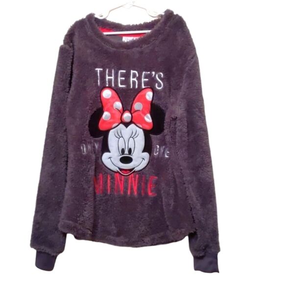 DISNEY Fluffy Minnie Sweatshirt Youth Medium - Picture 1 of 6